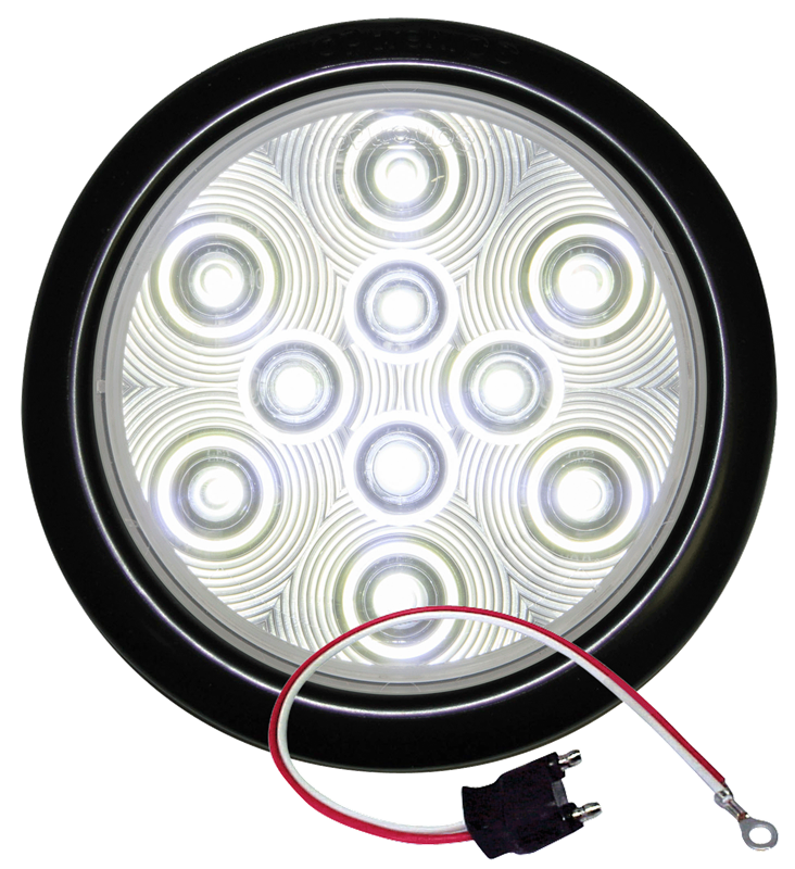 Optronics BUL-43CBK 4 Inch Round LED Clear Utility Light with Grommet and Pigtail - 10 Diode